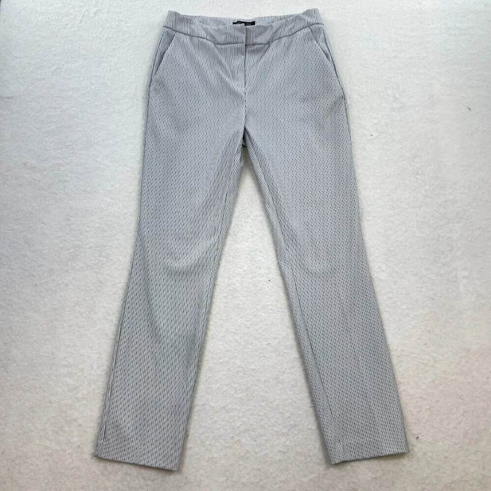Rachel Zoe Blue White Striped Pull On Stretch Dress Office Pants Trouser Size 4